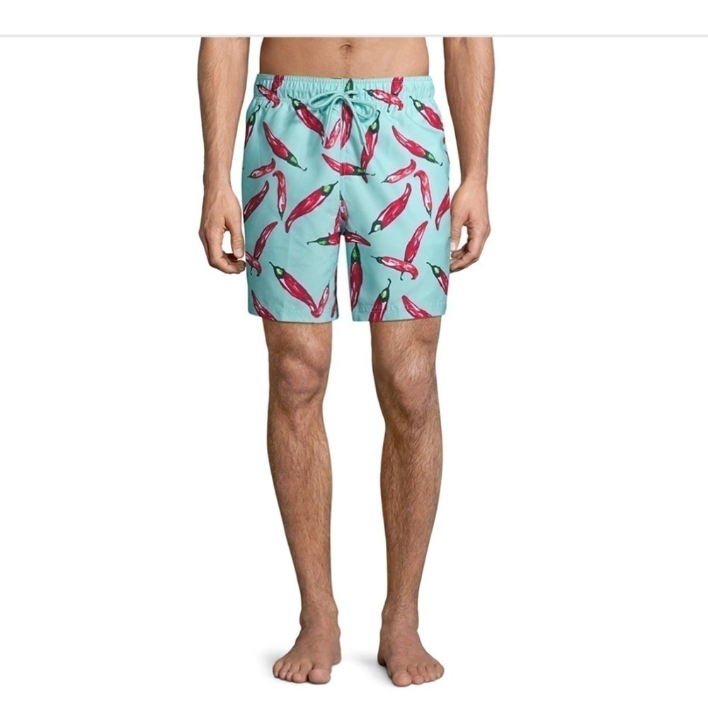 GEORGE Aqua all over print chili peppers swim trunks size 3XL (48-50) - Picture 9 of 9